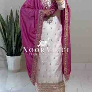 Chinnon Silk Embroidered Pant Set with Dupatta