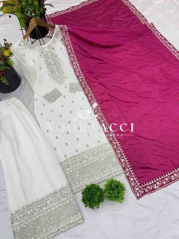 Chinnon Silk Embroidered Pant Set with Dupatta - Image 7