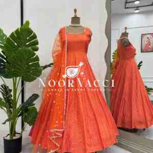 Jequard Silk Top with Cotton Micro Pent and Butterfly Net Dupatta