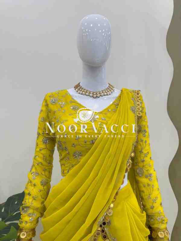 Faux Georgette Ready to Wear Lehengha Saree with Coin Lace Choli - Image 5
