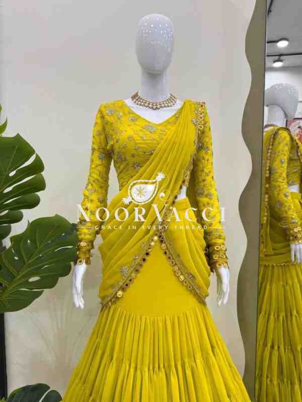 Faux Georgette Ready to Wear Lehengha Saree with Coin Lace Choli - Image 4