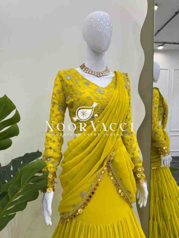Faux Georgette Ready to Wear Lehengha Saree with Coin Lace Choli - Image 6