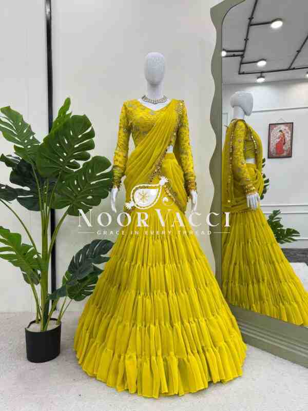 Faux Georgette Ready to Wear Lehengha Saree with Coin Lace Choli - Image 2
