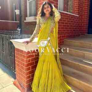 Faux Georgette Ready to Wear Lehengha Saree with Coin Lace Choli