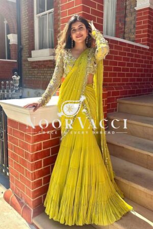 Shop Faux Georgette Ready to Wear Lehengha Saree with Coin Lace Choli