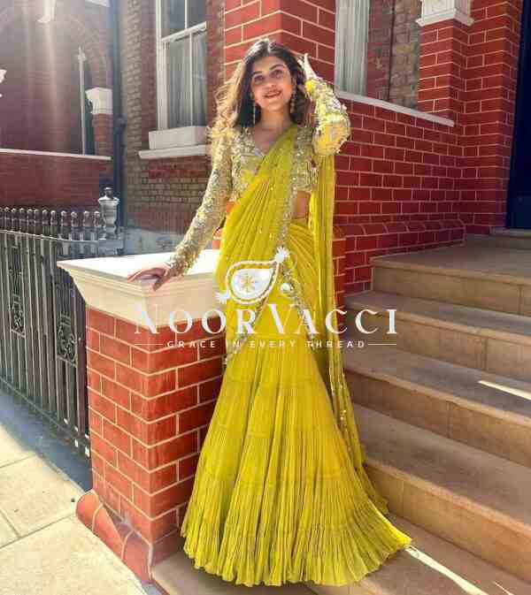 Faux Georgette Ready to Wear Lehengha Saree with Coin Lace Choli