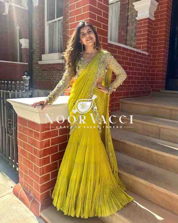 Faux Georgette Ready to Wear Lehengha Saree with Coin Lace Choli - Image 3