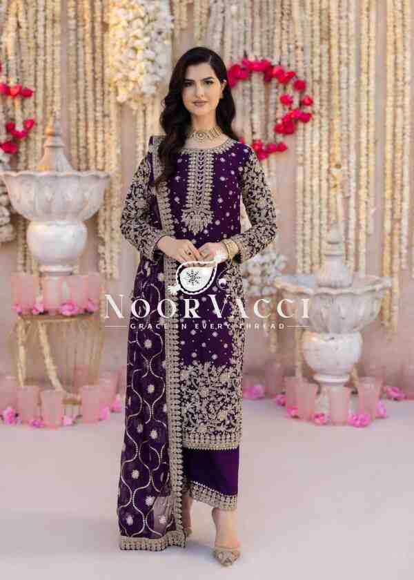 Faux Georgette Embroidered Plazzo Set with Dupatta - Image 2