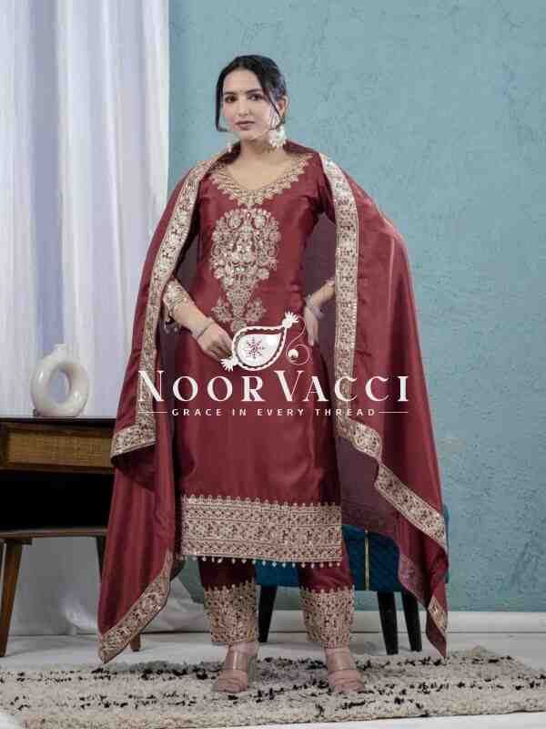 Designer Chinon Embroidered Set with Dupatta – Real Modelling Edition - Image 3