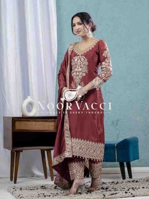 Designer Chinon Embroidered Set with Dupatta – Real Modelling Edition - Image 4