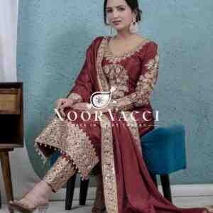 Designer Chinon Embroidered Set with Dupatta – Real Modelling Edition
