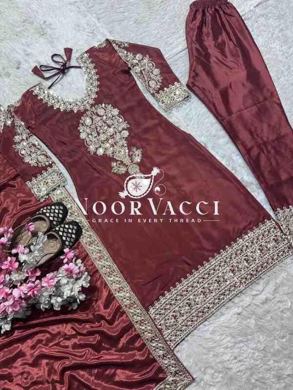 Designer Chinon Embroidered Set with Dupatta – Real Modelling Edition - Image 8
