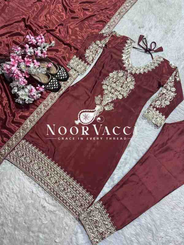 Designer Chinon Embroidered Set with Dupatta – Real Modelling Edition - Image 6