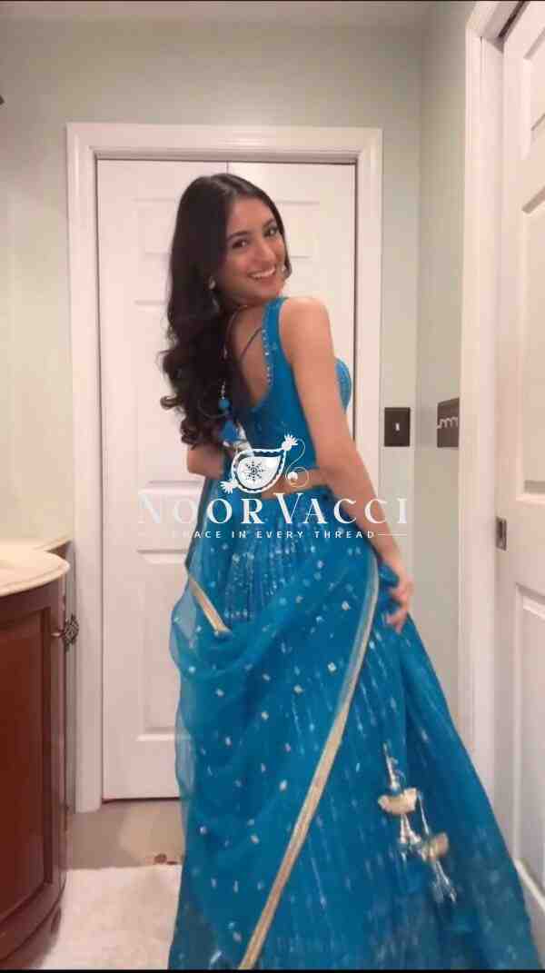 Semi-Stitched Lehenga Set in Faux Georgette with Thread and Sequin Work and Soft Butterfly Net Dupatta - Image 4