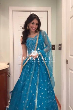 Shop Semi-Stitched Lehenga Set in Faux Georgette with Thread and Sequin Work and Soft Butterfly Net Dupatta