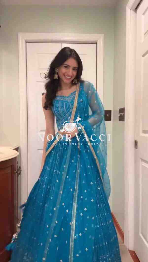 Semi-Stitched Lehenga Set in Faux Georgette with Thread and Sequin Work and Soft Butterfly Net Dupatta