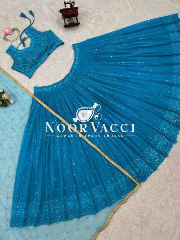 Semi-Stitched Lehenga Set in Faux Georgette with Thread and Sequin Work and Soft Butterfly Net Dupatta - Image 9