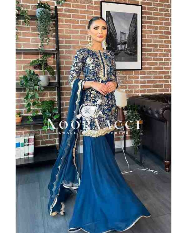 Faux Georgette Embroidered Sharara Set with Dupatta
