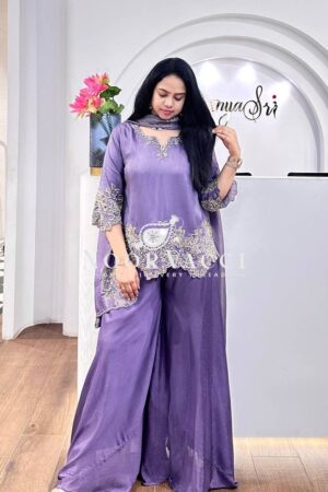 Buy Faux Georgette Embroidered Plazzo Set with Dupatta