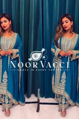 Buy Pure Chinnon Embroidered Plazzo Set with Dupatta