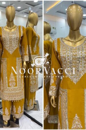Buy Pure Chinnon Embroidered Plazzo Set with Dupatta