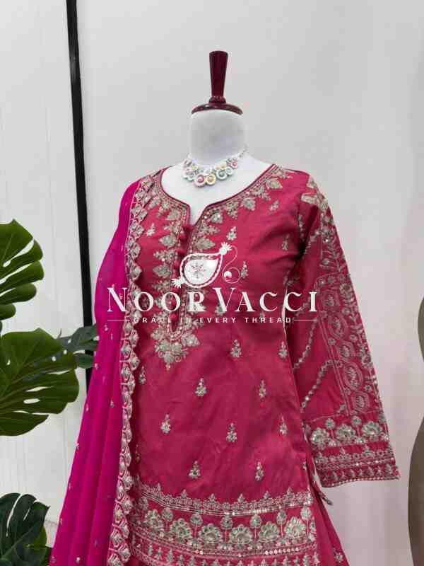Simmer Silk Top Lehenga Set with Sequin Work and Lace Border Dupatta - Image 3