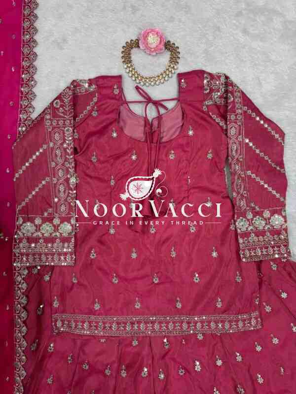 Simmer Silk Top Lehenga Set with Sequin Work and Lace Border Dupatta - Image 4
