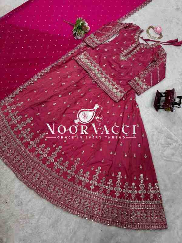 Simmer Silk Top Lehenga Set with Sequin Work and Lace Border Dupatta - Image 5