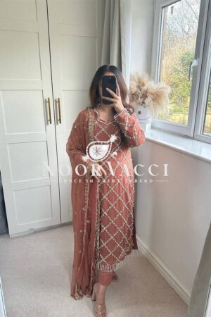 Buy Fancy Faux Georgette Hand-Embroidered Sequence Suit Set with Dupatta