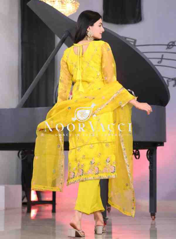 Elegant Organza Embroidered Suit Set with Dual-Side Work & Sequins - Image 8