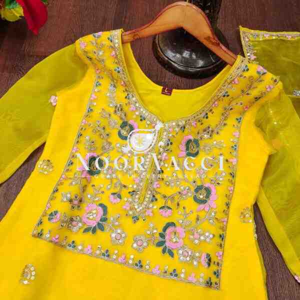 Elegant Organza Embroidered Suit Set with Dual-Side Work & Sequins - Image 6