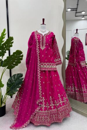 Shop Simmer Silk Top Lehenga with Sequin Work and Faux Georgette Dupatta