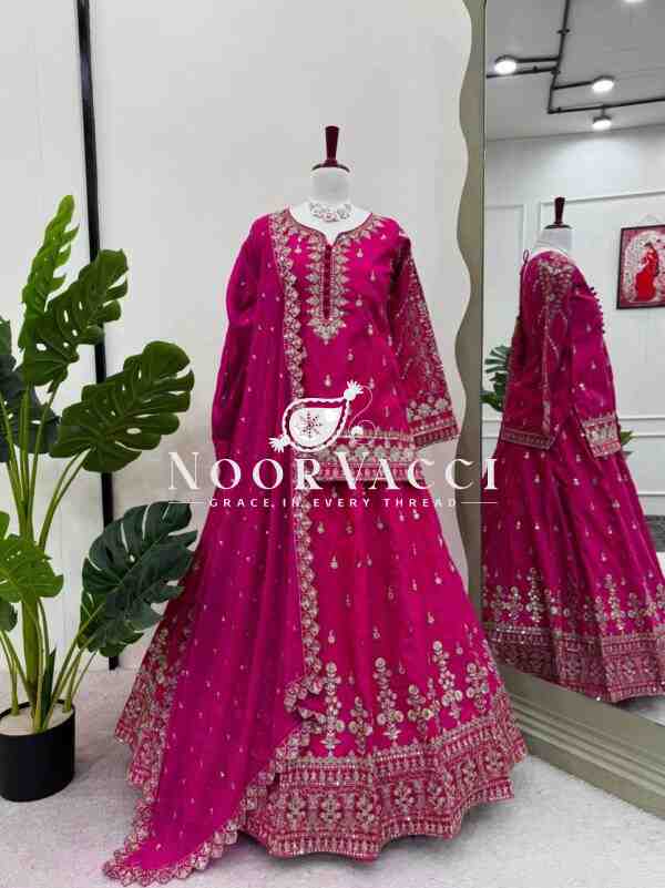 Simmer Silk Top Lehenga with Sequin Work and Faux Georgette Dupatta