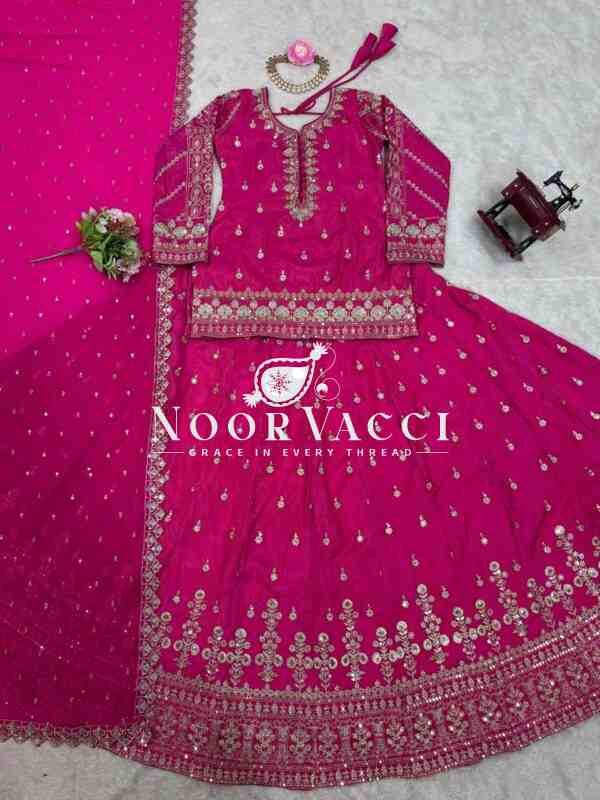 Simmer Silk Top Lehenga with Sequin Work and Faux Georgette Dupatta - Image 3