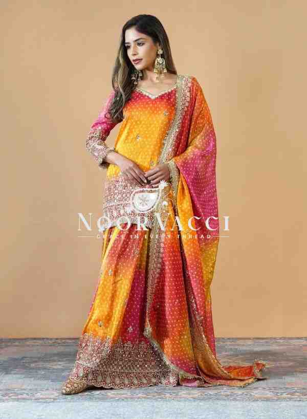 Chinon Silk Digital Print Set with Real Mirror Work and Dupatta - Image 2