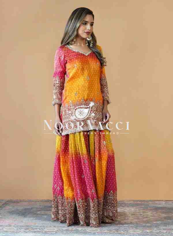 Chinon Silk Digital Print Set with Real Mirror Work and Dupatta - Image 5
