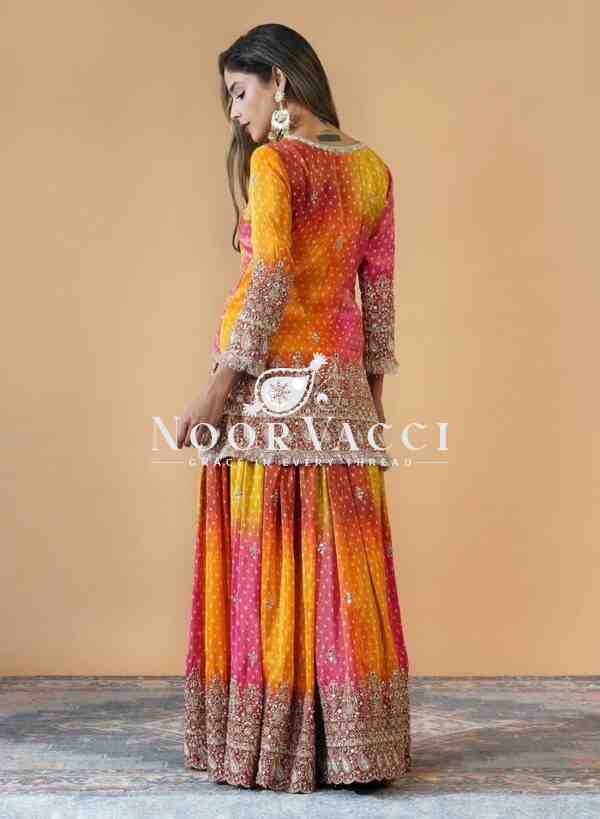 Chinon Silk Digital Print Set with Real Mirror Work and Dupatta - Image 4