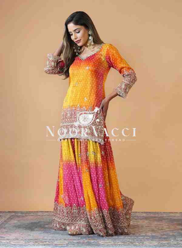 Chinon Silk Digital Print Set with Real Mirror Work and Dupatta - Image 3