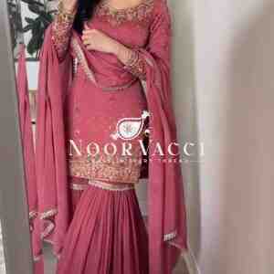 Gold Crush Embroidered Plazzo Set with Dupatta