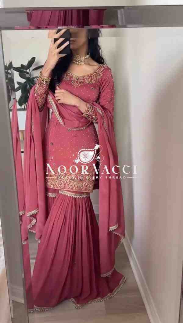Gold Crush Embroidered Plazzo Set with Dupatta