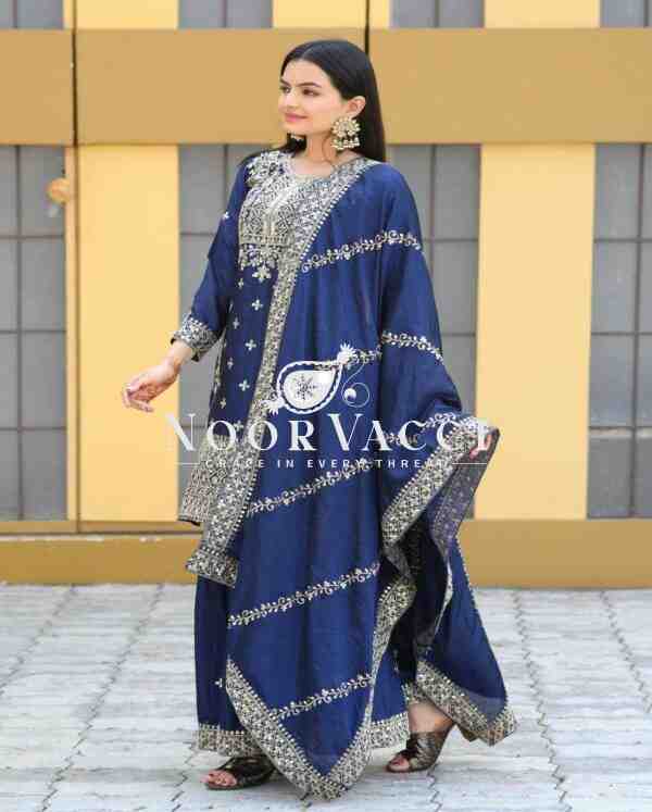 Graceful Chinon Sharara Suit with Coding Sequin Embroidery - Image 7