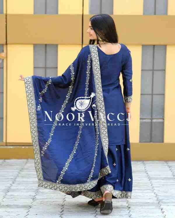 Graceful Chinon Sharara Suit with Coding Sequin Embroidery - Image 8