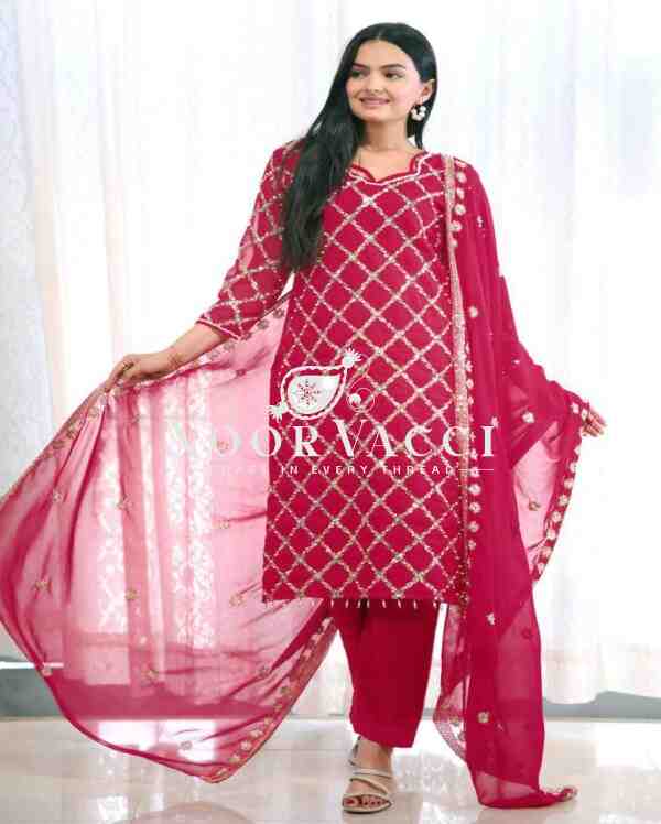 Elegant Fox Georgette Suit with Rivet Moti & Sequin Embroidery – 5 Stunning Colors - Image 8