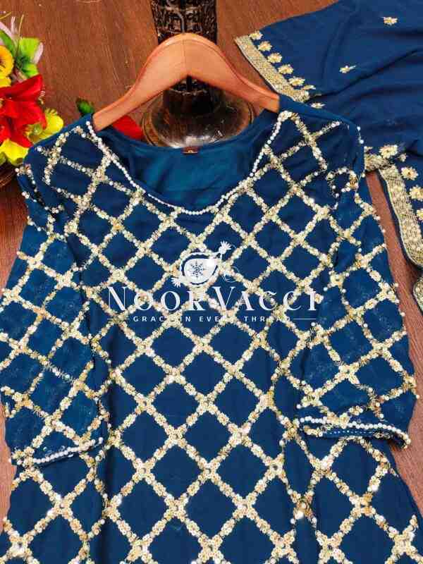 Elegant Fox Georgette Suit with Rivet Moti & Sequin Embroidery – 5 Stunning Colors - Image 13