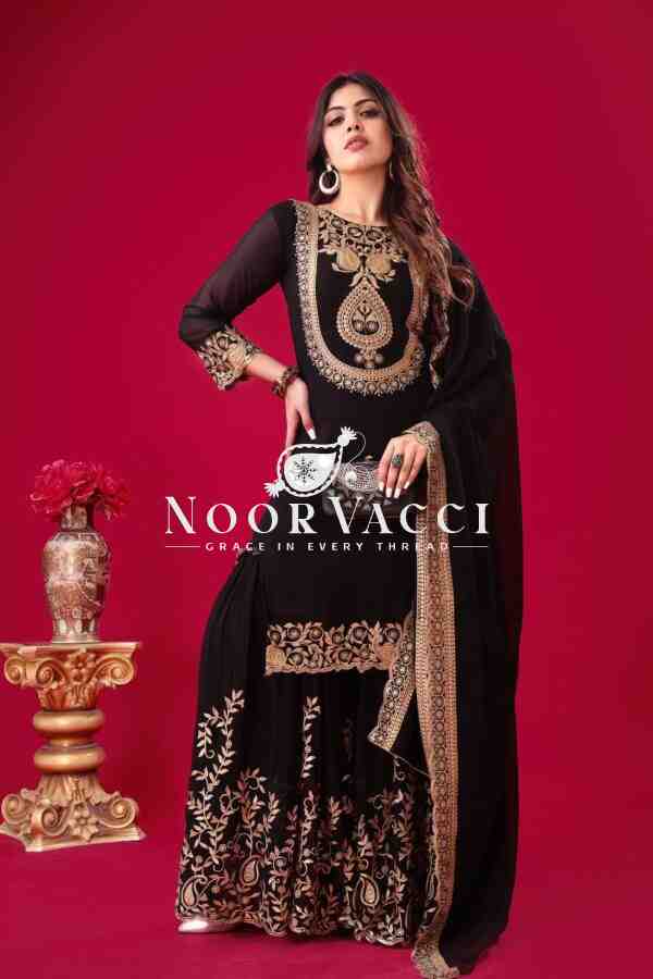 Blooming Faux Georgette Embroidered Plazzo Set