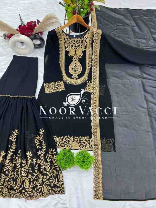 Blooming Faux Georgette Embroidered Plazzo Set - Image 12