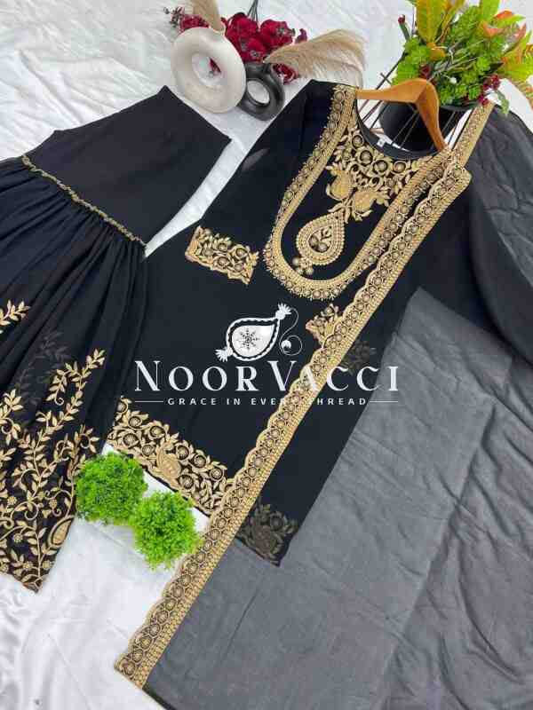Blooming Faux Georgette Embroidered Plazzo Set - Image 9