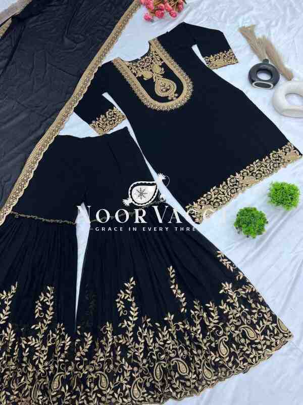 Blooming Faux Georgette Embroidered Plazzo Set - Image 11