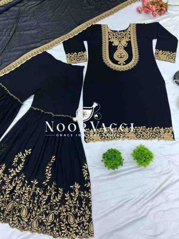 Blooming Faux Georgette Embroidered Plazzo Set - Image 8