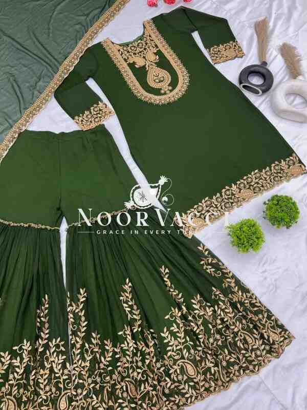 Blooming Faux Georgette Embroidered Plazzo Set - Image 12